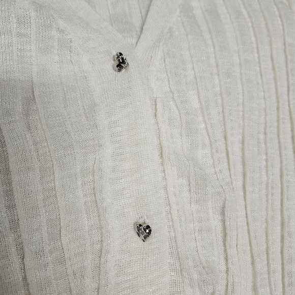 White Ribbed Cardigan - Picture 3 of 4